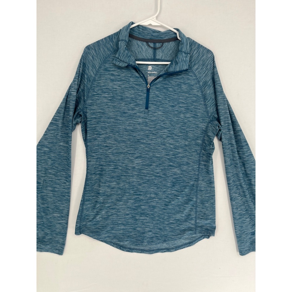 All in Motion Quarter Zip Pullover Womens Active Top Size M Blue Space Dye
